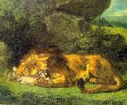 Eugene Delacroix Lion with a Rabbit USA oil painting artist